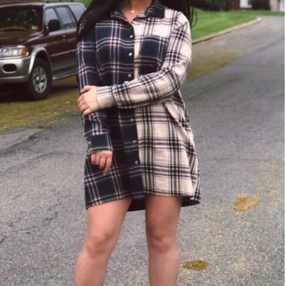 Missguided Flannel T shirt dress size Large - Picture 1 of 1